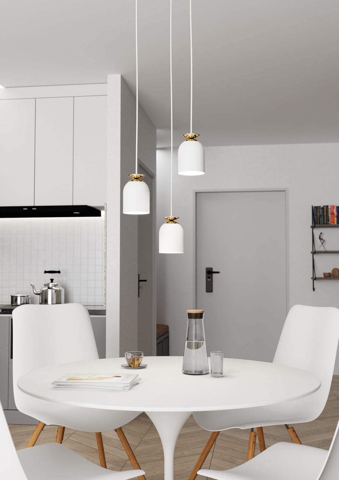 Lampa suspendata metalica alba 3 lumini Target