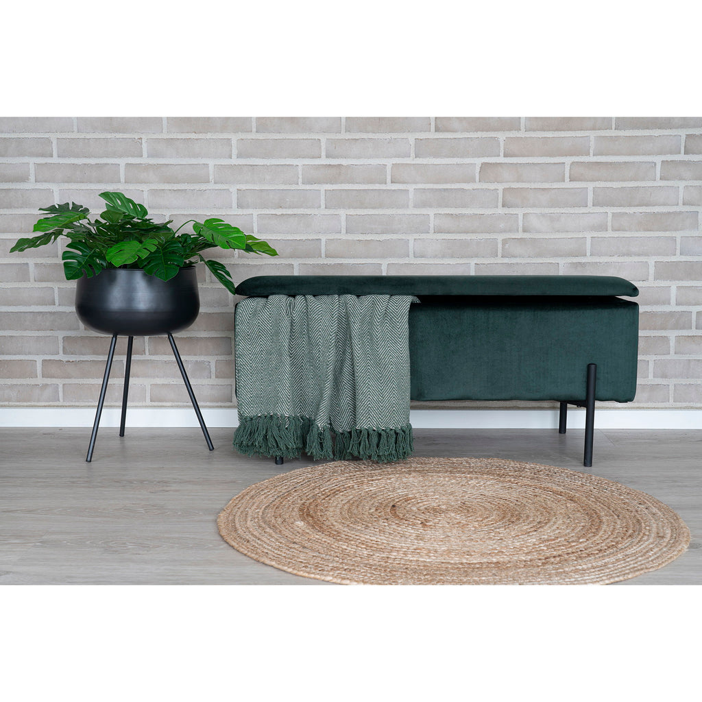 Bancă cu spațiu de depozitare, catifea, verde, 95x36,5x43 cm, HN1206