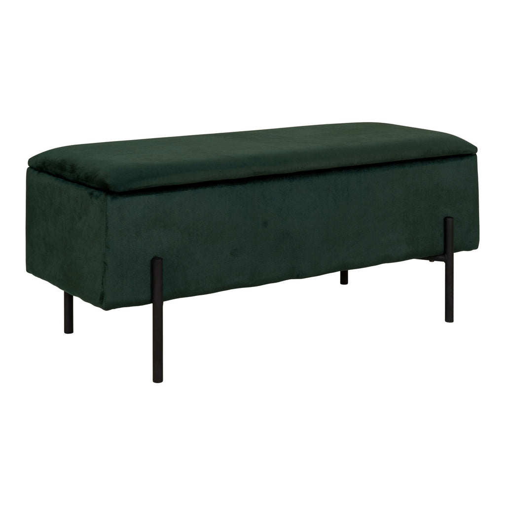 Bancă cu spațiu de depozitare, catifea, verde, 95x36,5x43 cm, HN1206