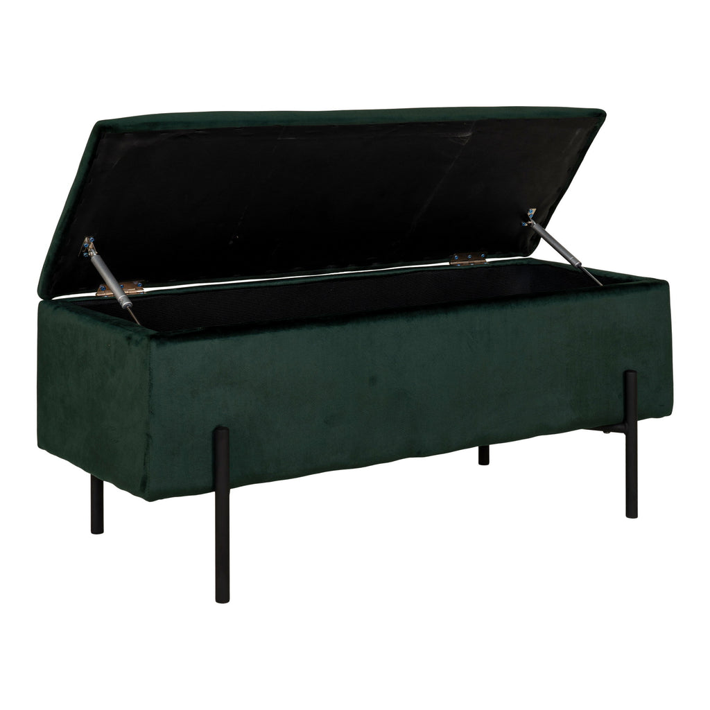 Bancă cu spațiu de depozitare, catifea, verde, 95x36,5x43 cm, HN1206
