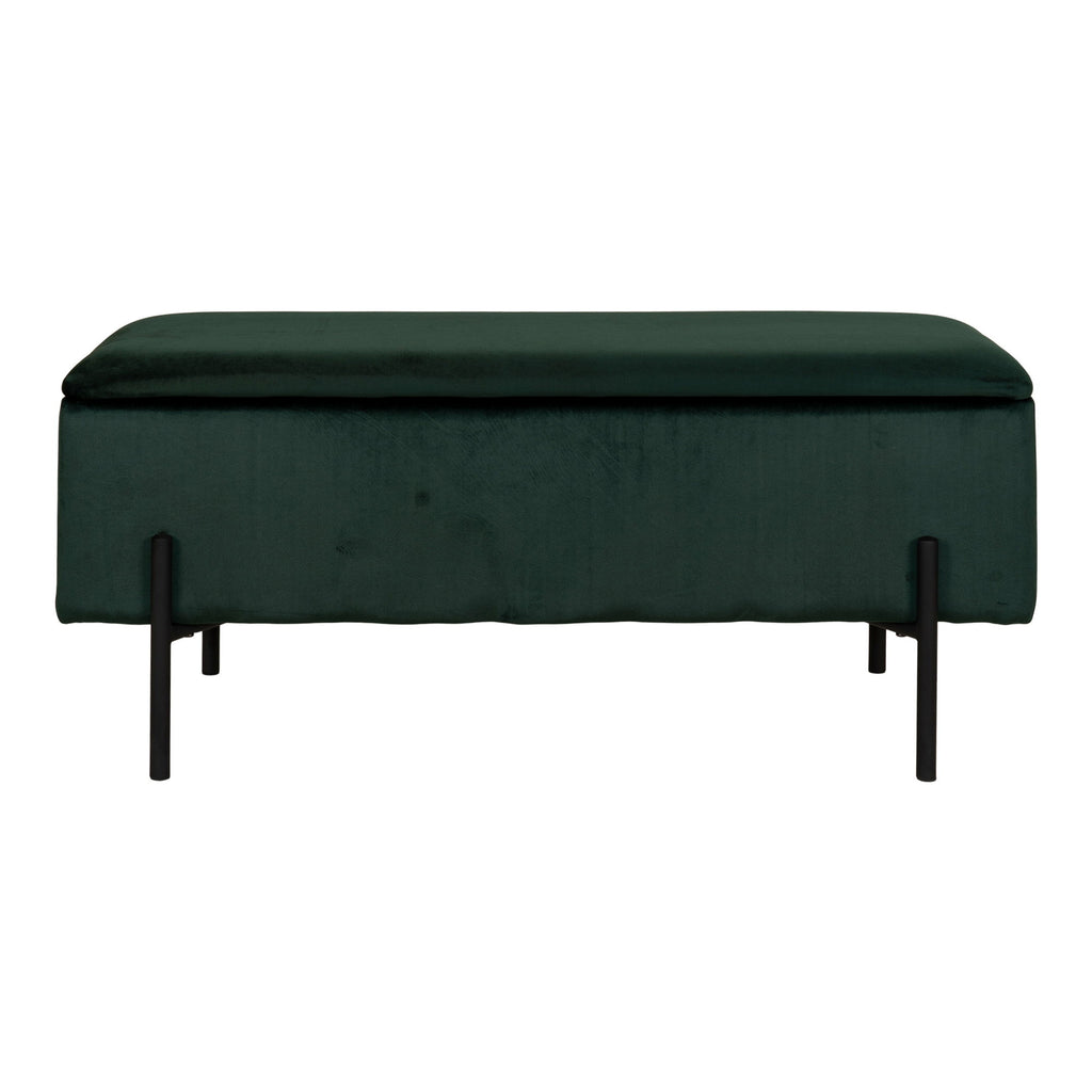 Bancă cu spațiu de depozitare, catifea, verde, 95x36,5x43 cm, HN1206