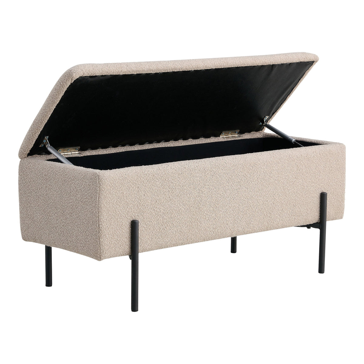 Bancă cu spațiu de depozitare, bouclé, bej, 95x36,5x43 cm, HN1233