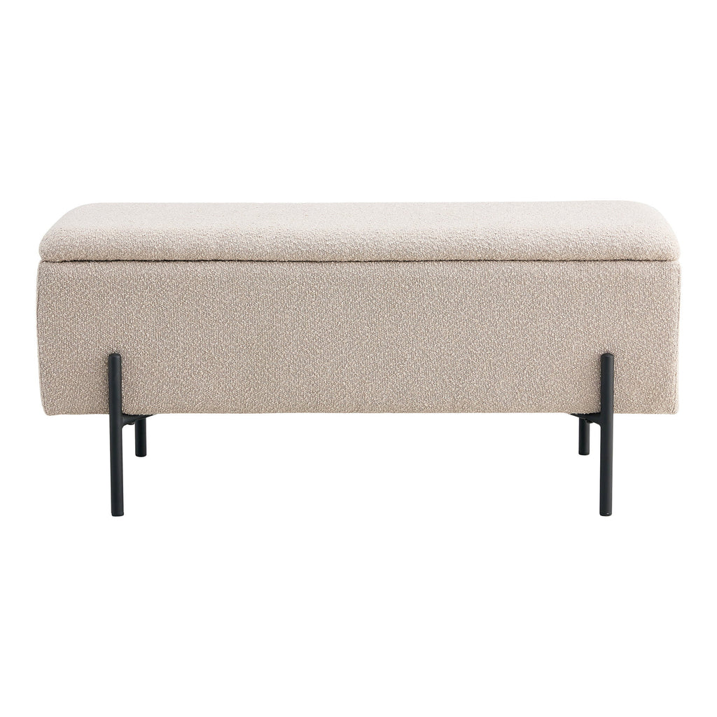 Bancă cu spațiu de depozitare, bouclé, bej, 95x36,5x43 cm, HN1233