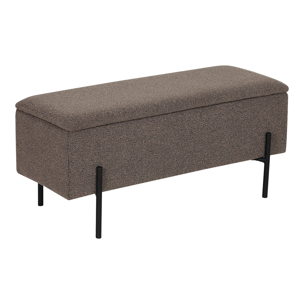 Bancă cu spațiu de depozitare, bouclé, maro, 95x36,5x43 cm, HN1061