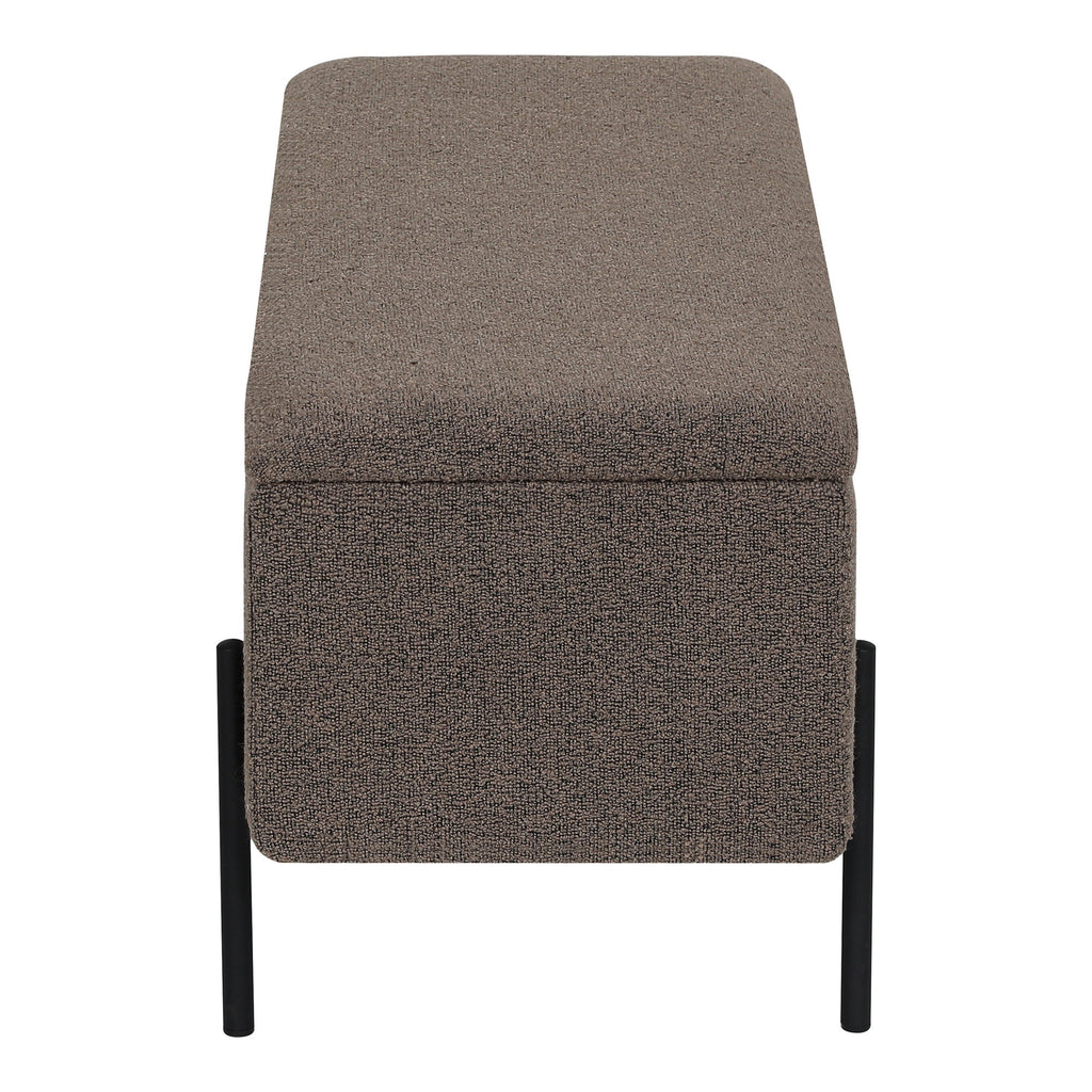 Bancă cu spațiu de depozitare, bouclé, maro, 95x36,5x43 cm, HN1061