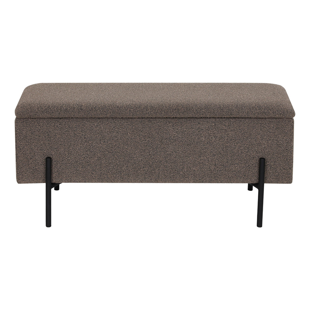 Bancă cu spațiu de depozitare, bouclé, maro, 95x36,5x43 cm, HN1061