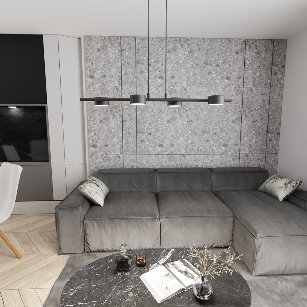 Lampa suspendata neagra 4 lumini Sora
