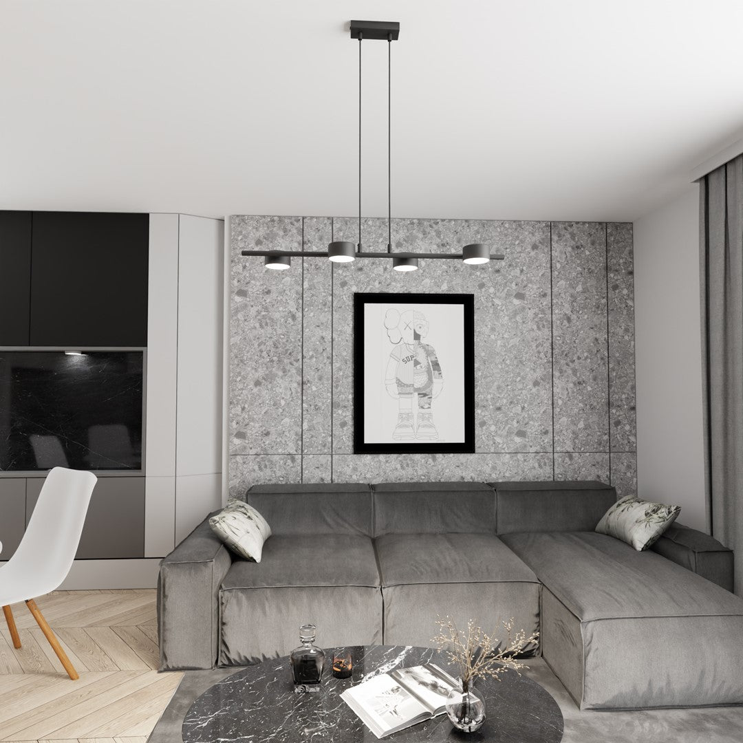 Lampa suspendata neagra 4 lumini Sora