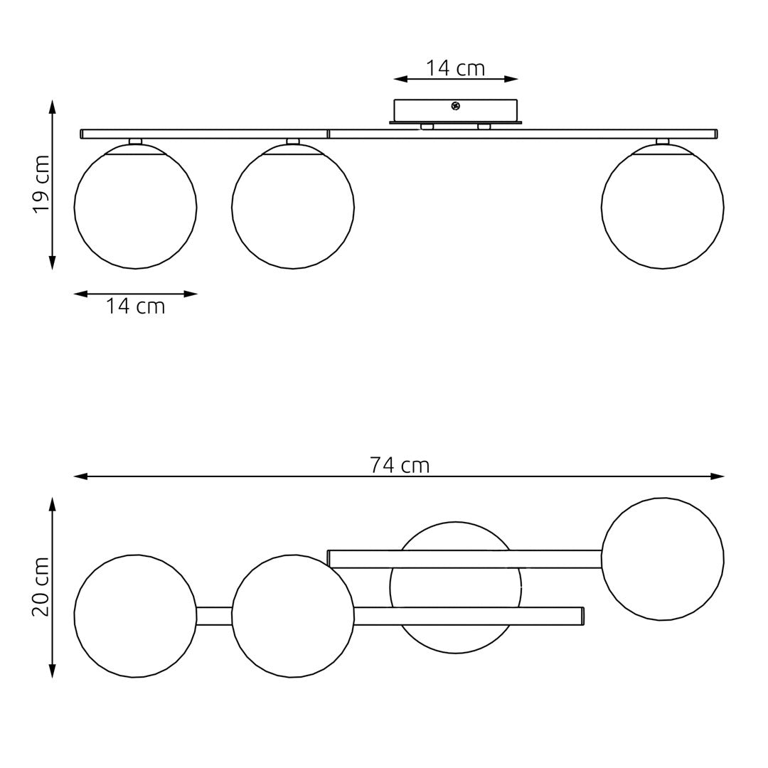 Lampa suspendata neagra opal 3 lumini Kairo