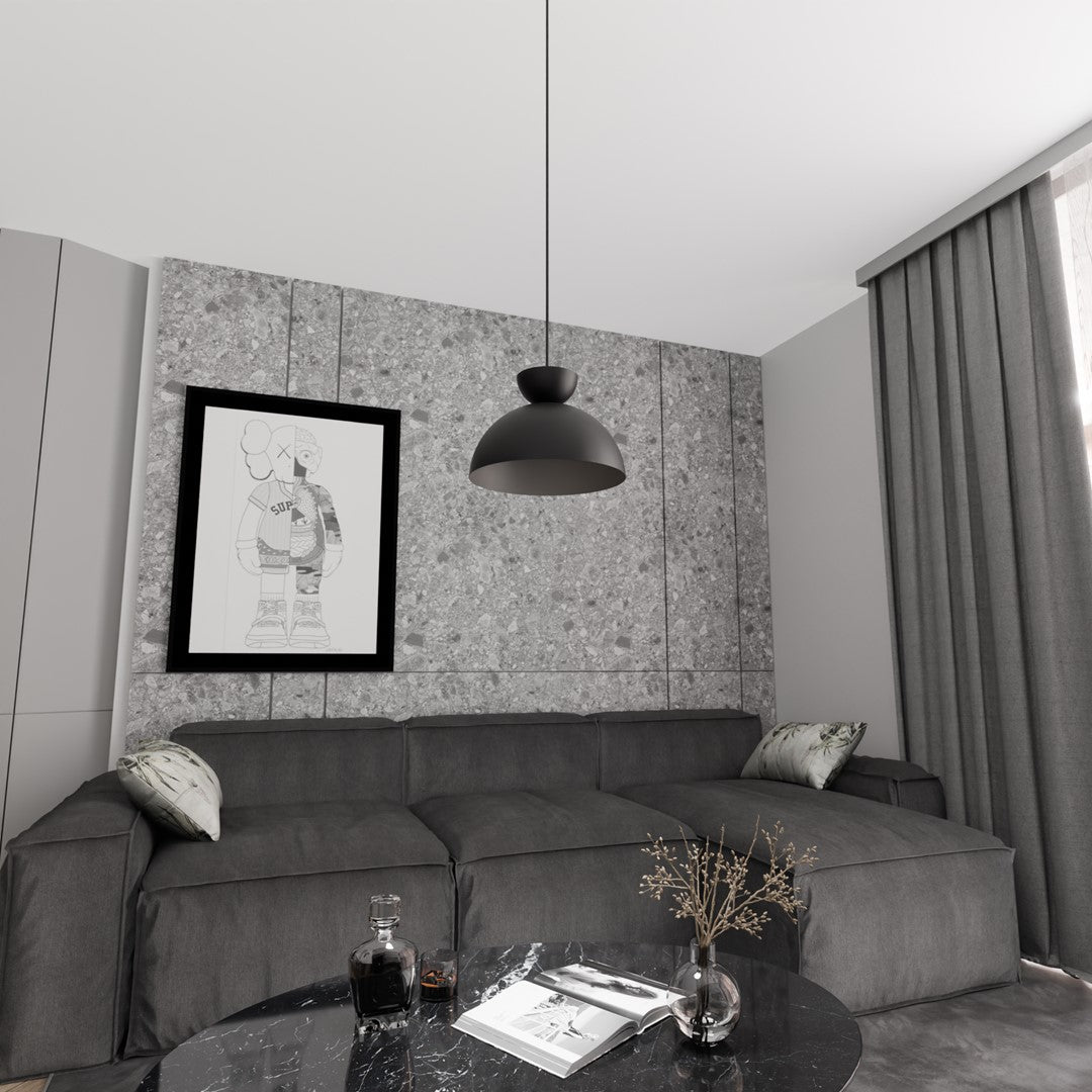 Lampa suspendata emisferica neagra Lunaro