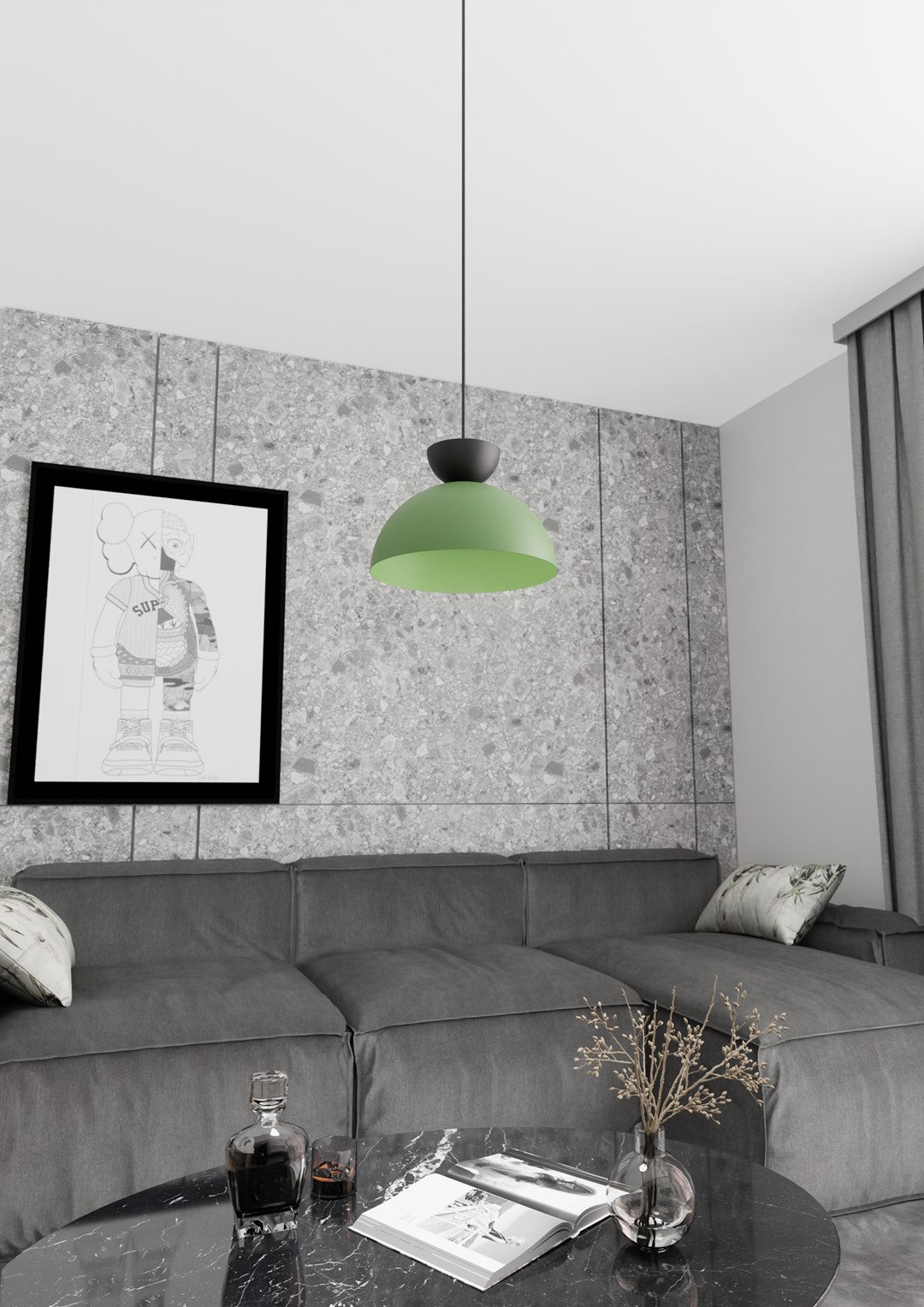 Lampa suspendata emisferica verde Lunaro