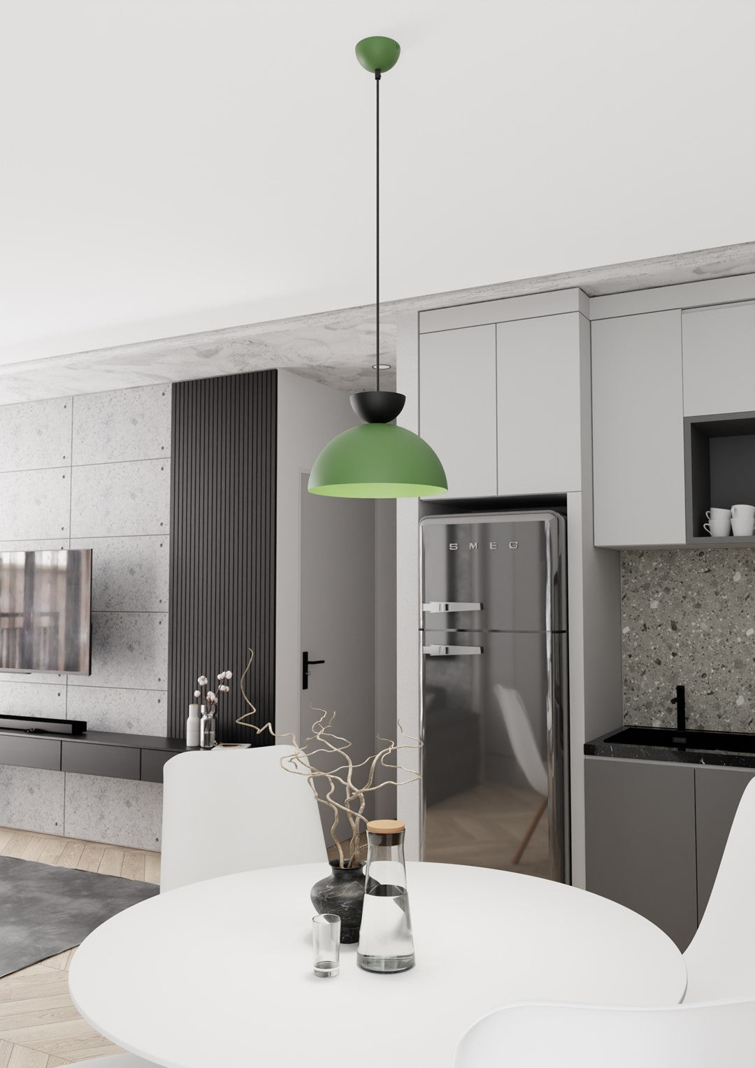 Lampa suspendata emisferica verde Lunaro
