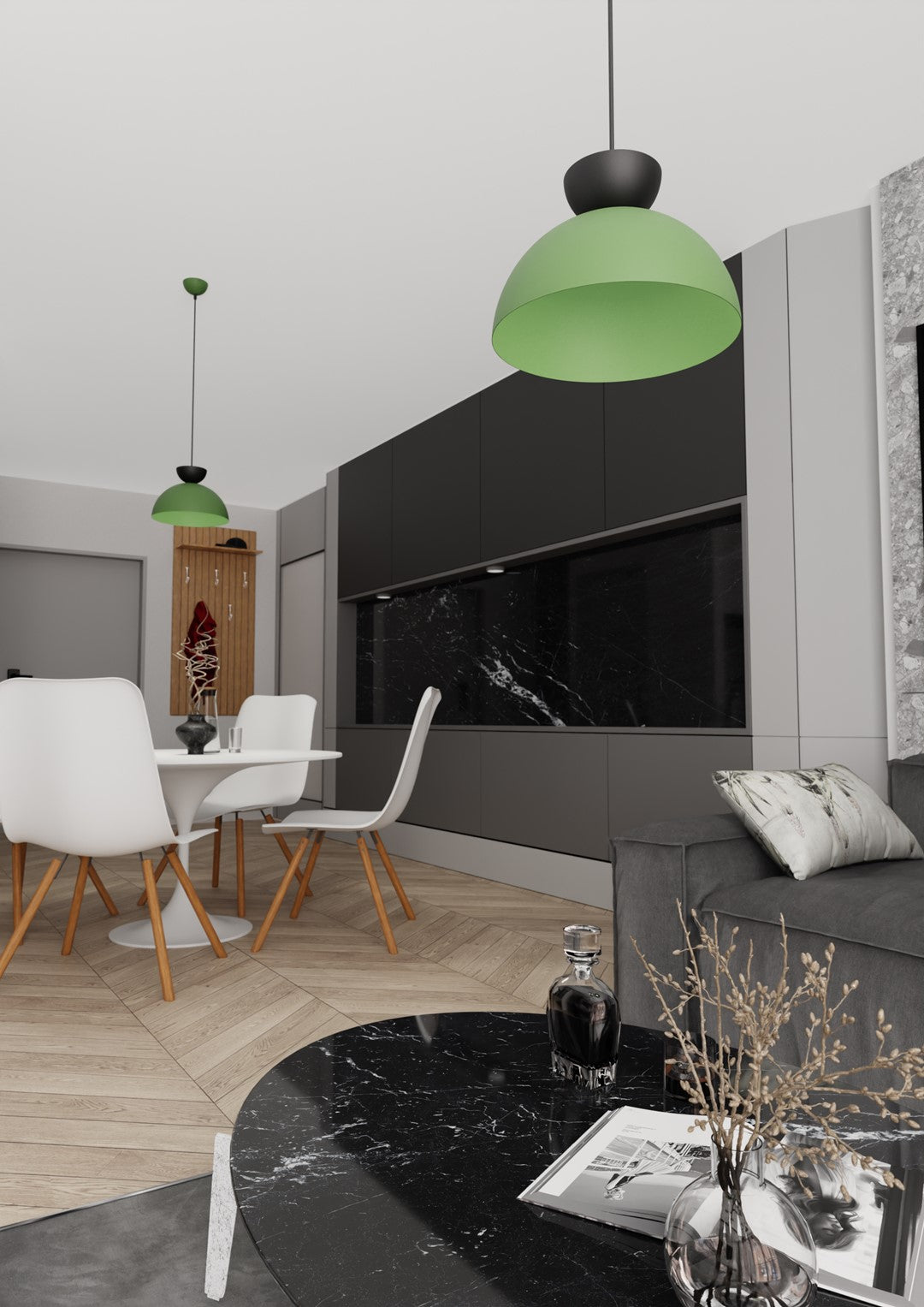 Lampa suspendata emisferica verde Lunaro
