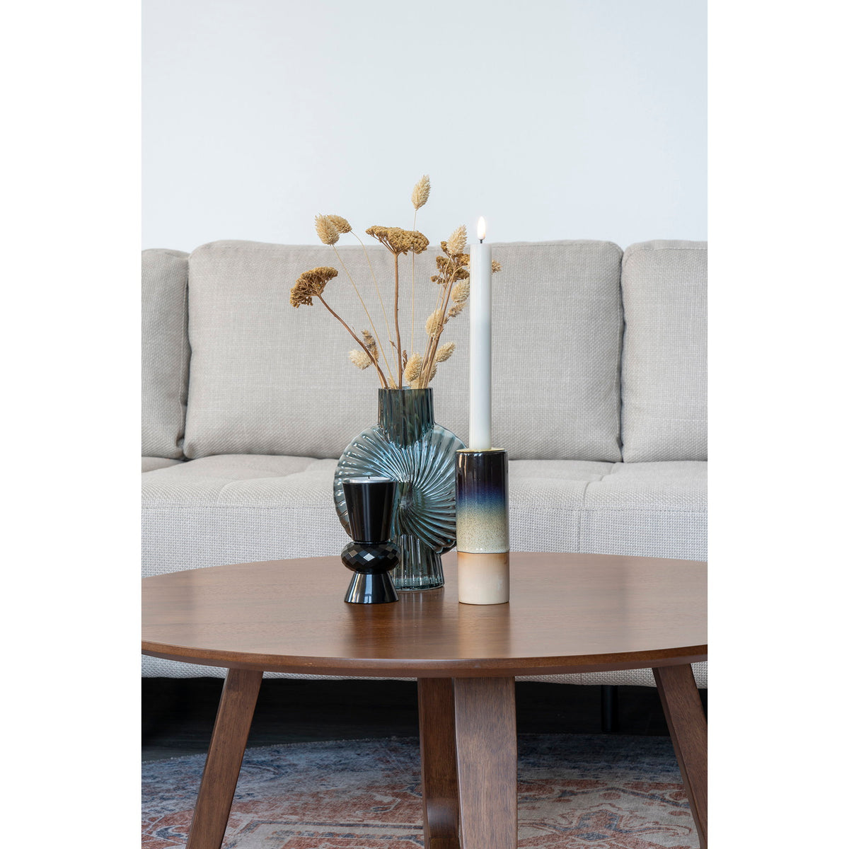 Masă de cafea, furnir de nuc, ø75x36 cm