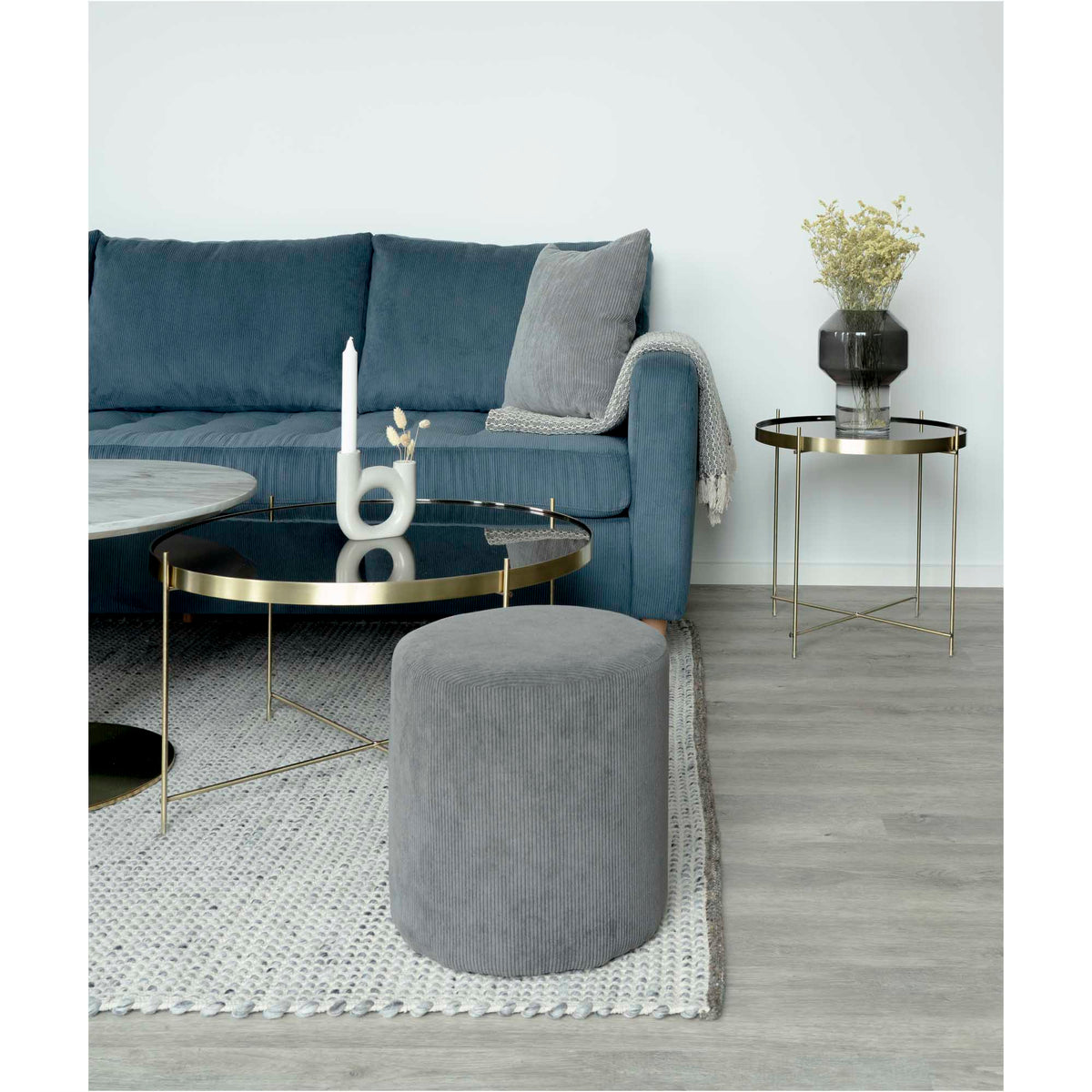 Masă de cafea, oțel de culoarea alamei, sticlă, ø48xh48cm