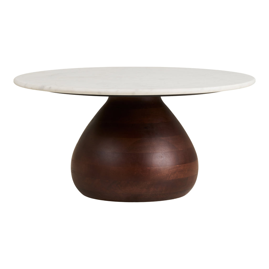 Masă de cafea, lemn de mango/marmură, maro închis/alb, ø70x35 cm