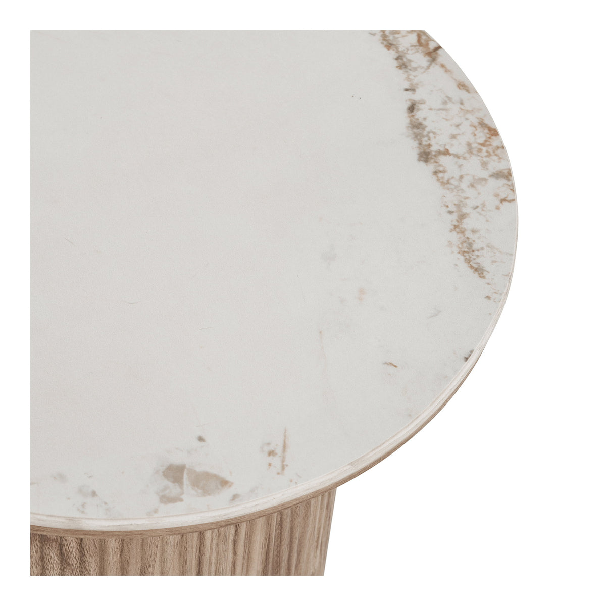 Masă laterală, blat din ceramică, alb/maro, ø45x50 cm