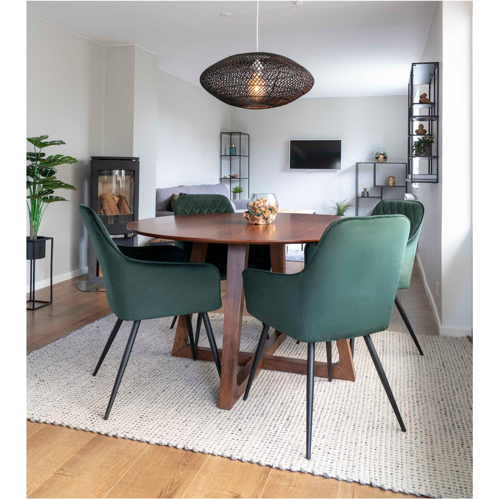 Masă de dining, furnir de nuc, Ø137x76 cm