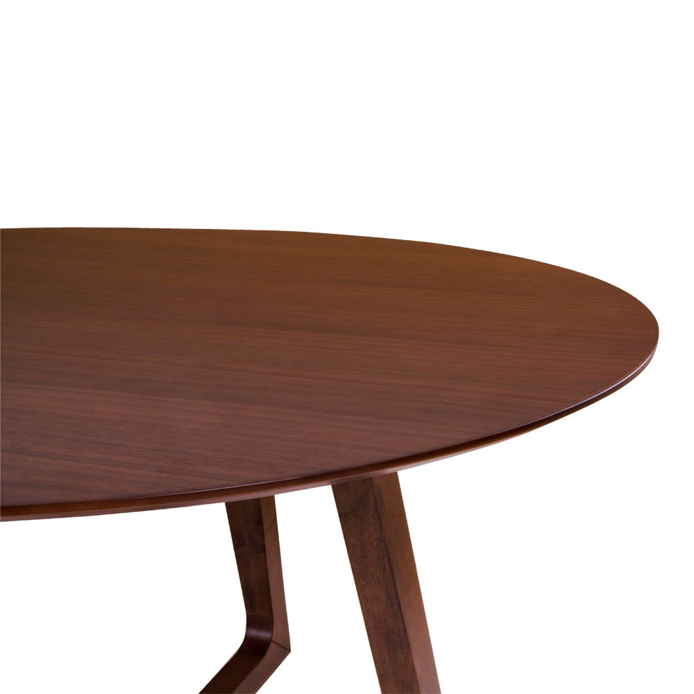 Masă de dining, furnir de nuc, Ø137x76 cm