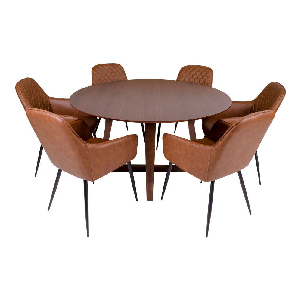 Masă de dining, furnir de nuc, Ø137x76 cm