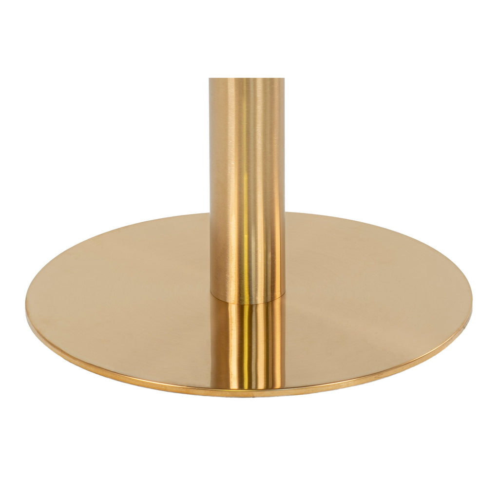 Masă de dining, blat cu aspect de marmură, bază cu aspect de alamă, ø70x75 cm