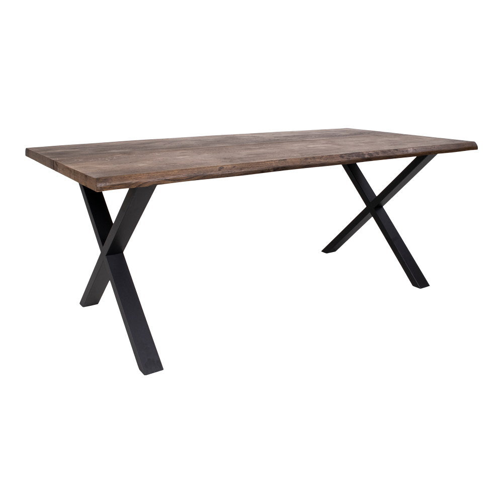 Masă de dining cu margine ondulată, stejar, fumuriu, pregătită pentru extensii, 95x200x75 cm