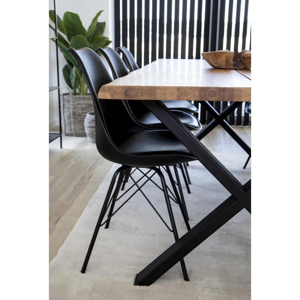 Masă de dining din stejar, cu margine ondulată, culoare naturală, pregătită pentru extensii, 95x200x75 cm