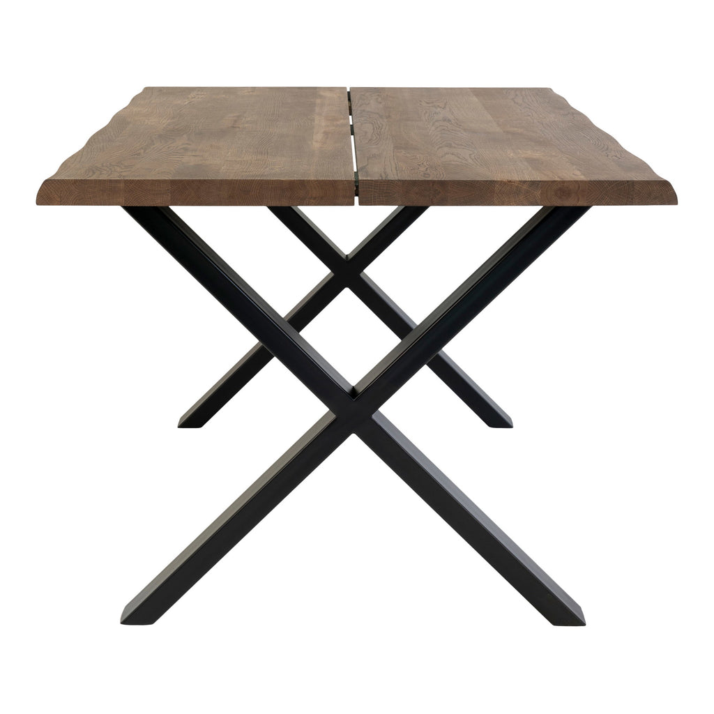 Masă de dining cu margine ondulată, stejar, fumuriu, pregătită pentru extensii, 95x140x75 cm