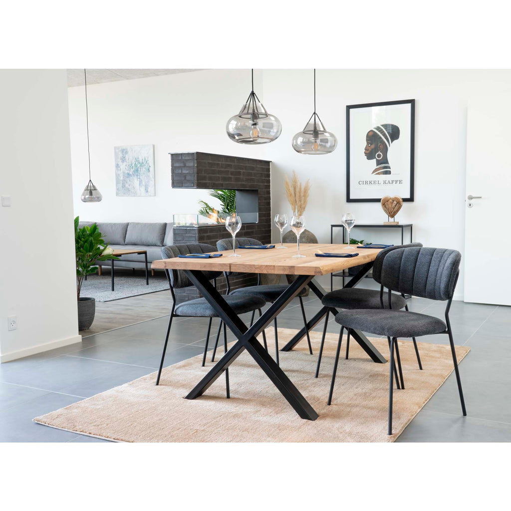 Masă de dining cu margine ondulată, stejar, natur, pregătită pentru extensii, 95x140x75 cm