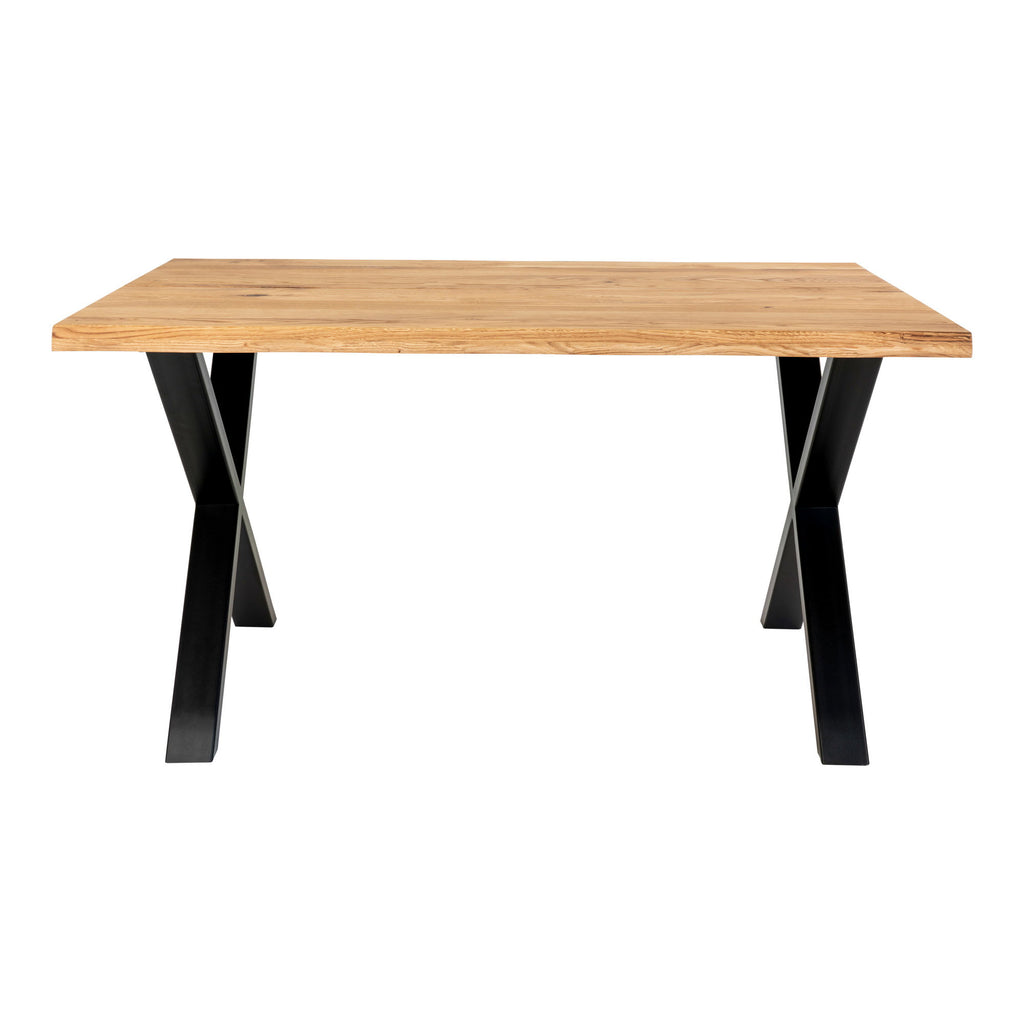 Masă de dining cu margine ondulată, stejar, natur, pregătită pentru extensii, 95x140x75 cm