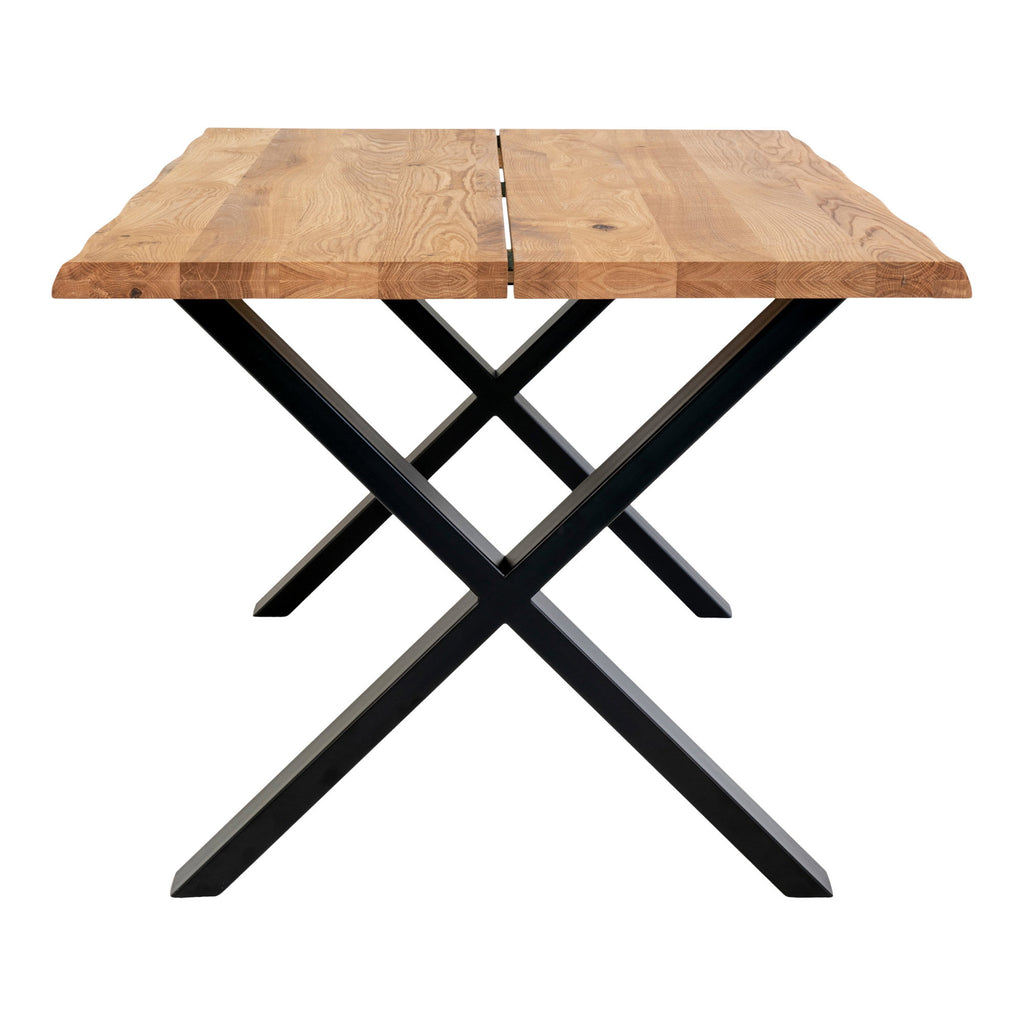Masă de dining cu margine ondulată, stejar, natur, pregătită pentru extensii, 95x140x75 cm