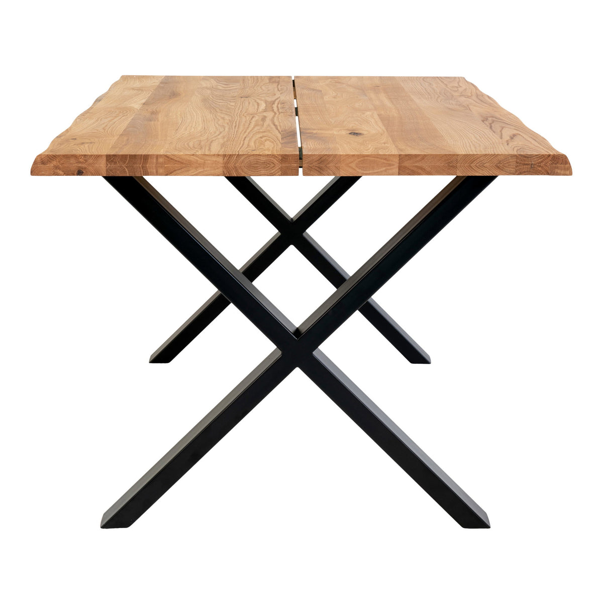 Masă de dining cu margine ondulată, stejar, natur, pregătită pentru extensii, 95x140x75 cm