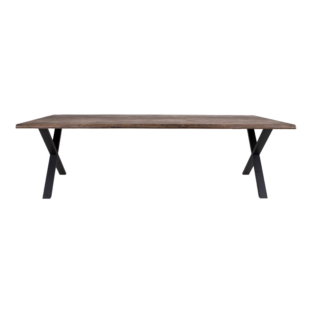 Masă de dining cu margine ondulată, stejar, fumuriu, pregătită pentru extensii, 100x300x75 cm