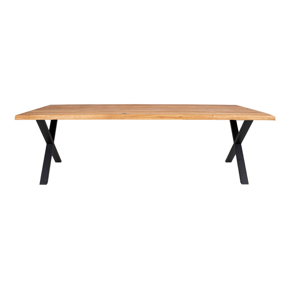Masă de dining cu margine ondulată, stejar, natur, pregătită pentru extensii, 100x300x75 cm