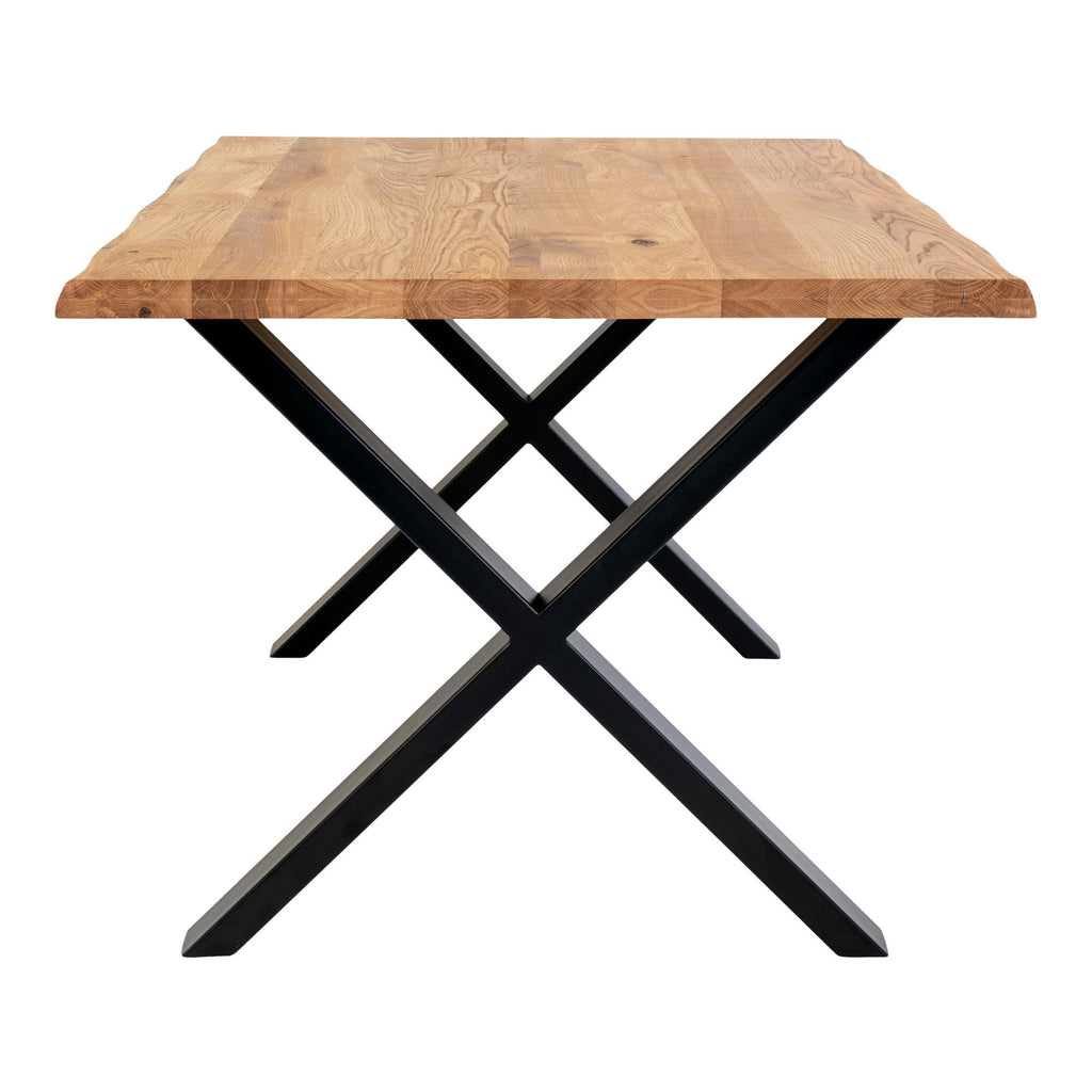 Masă de dining cu margine ondulată, stejar, natur, pregătită pentru extensii, 100x300x75 cm