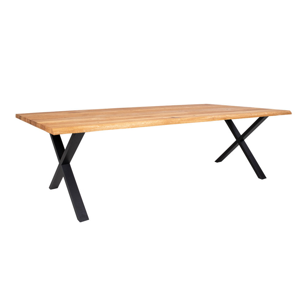 Masă de dining cu margine ondulată, stejar, natur, pregătită pentru extensii, 100x300x75 cm