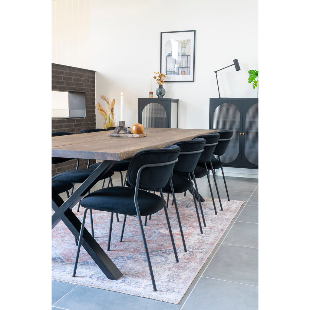 Masă de dining cu margine ondulată, stejar, fumuriu, pregătită pentru extensii, 95x240x75 cm
