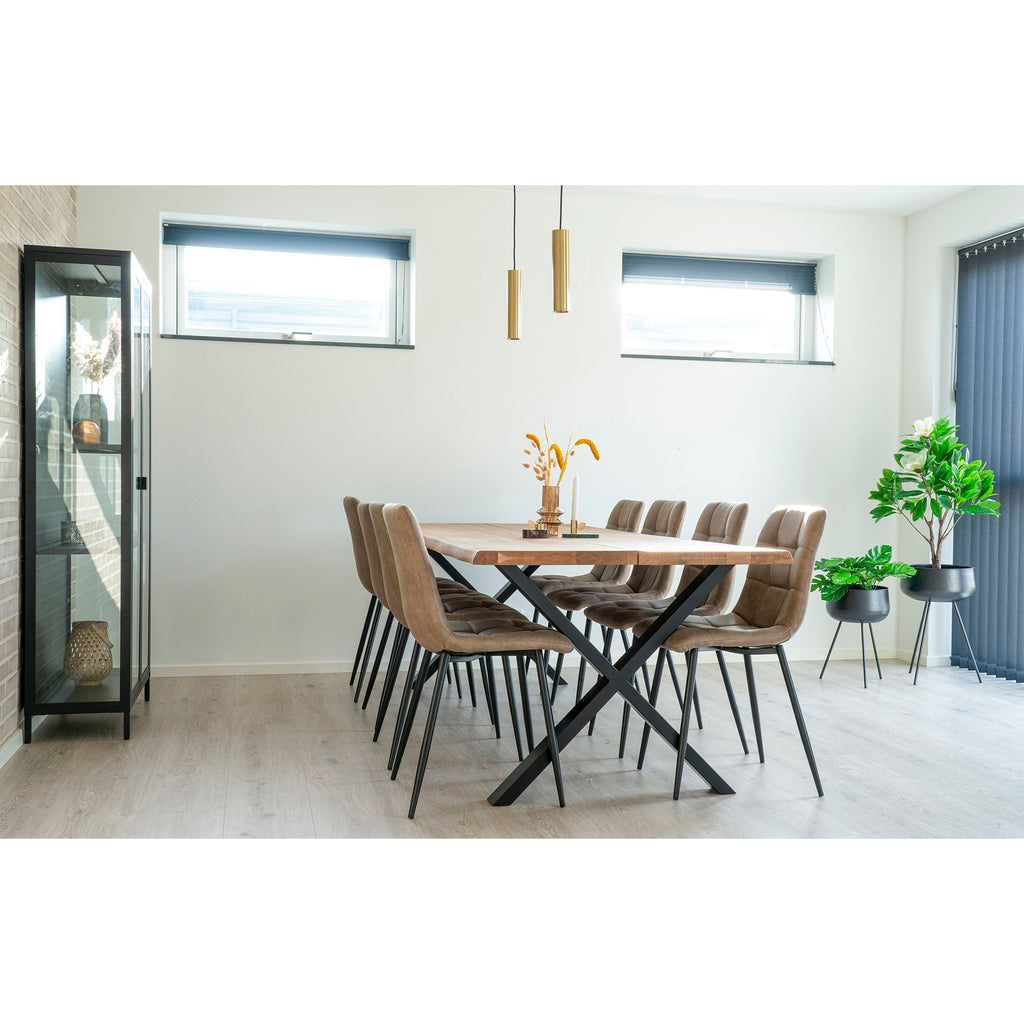 Masă de dining cu margine ondulată, stejar, natur, pregătită pentru extensii, 95x240x75 cm