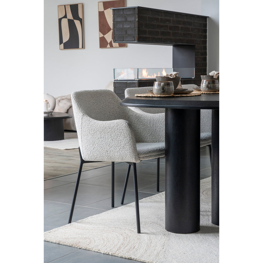 Masă de dining, furnir de frasin, negru, 100x220x76 cm