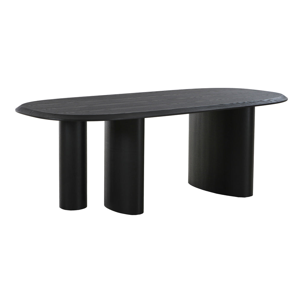 Masă de dining, furnir de frasin, negru, 100x220x76 cm