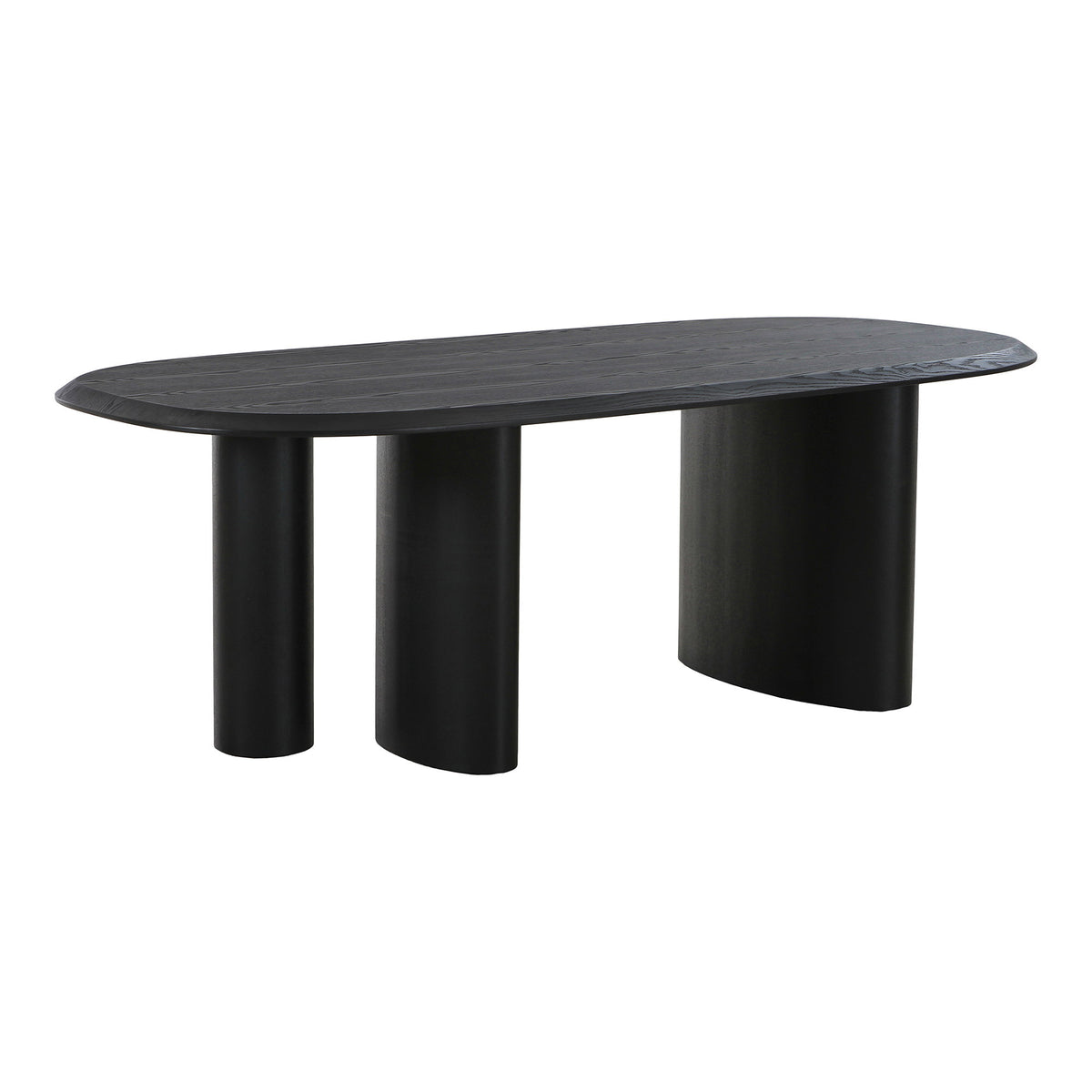 Masă de dining, furnir de frasin, negru, 100x220x76 cm