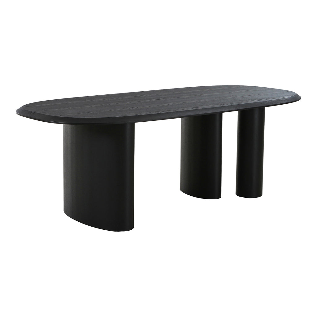 Masă de dining, furnir de frasin, negru, 100x220x76 cm