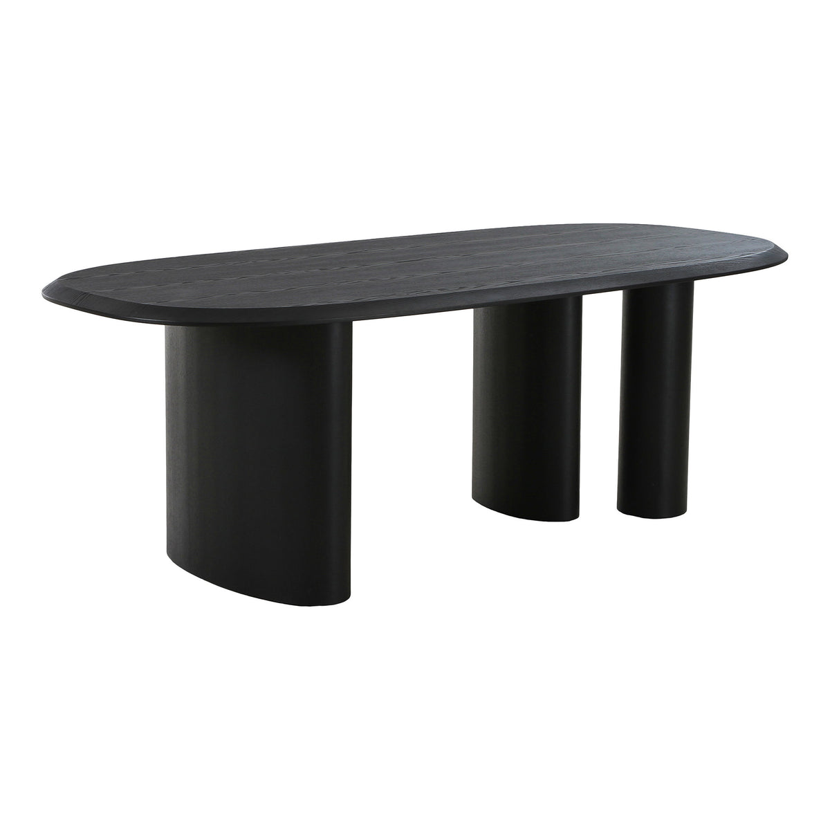 Masă de dining, furnir de frasin, negru, 100x220x76 cm