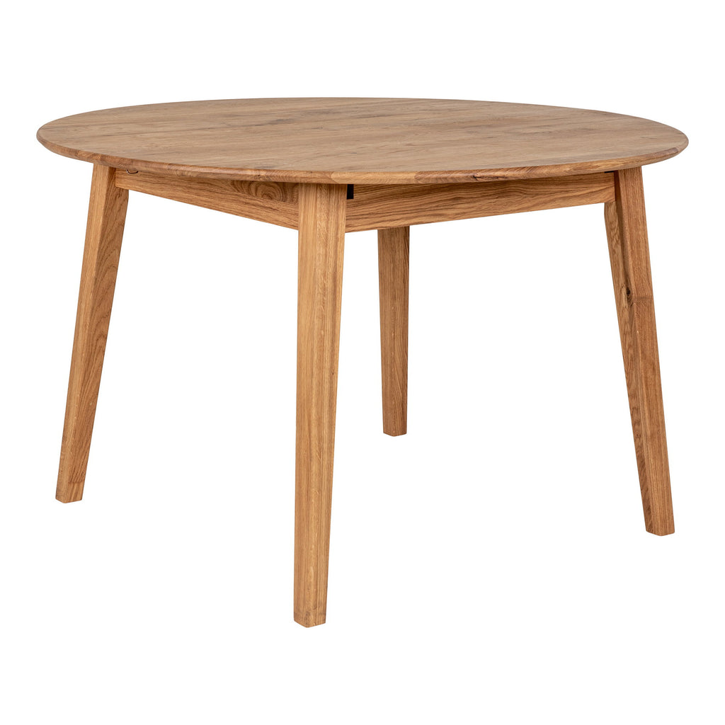 Masă de dining, stejar, natur, extensie integrată cu mecanism tip fluture, ø118x118-158x75 cm