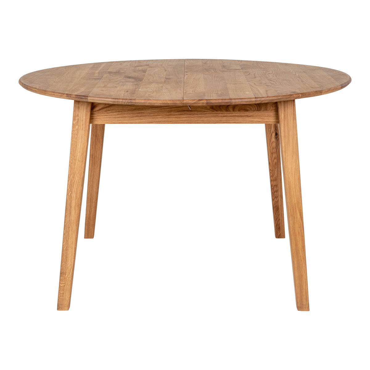 Masă de dining, stejar, natur, extensie integrată cu mecanism tip fluture, ø118x118-158x75 cm