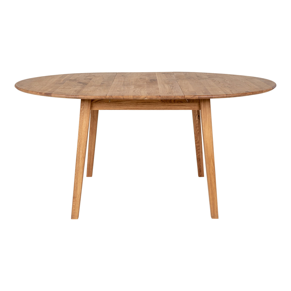 Masă de dining, stejar, natur, extensie integrată cu mecanism tip fluture, ø118x118-158x75 cm