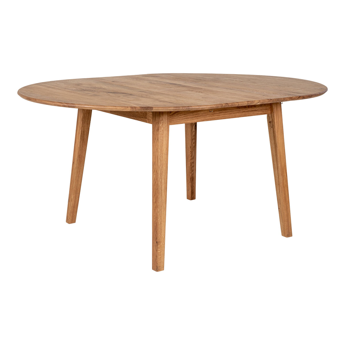 Masă de dining, stejar, natur, extensie integrată cu mecanism tip fluture, ø118x118-158x75 cm
