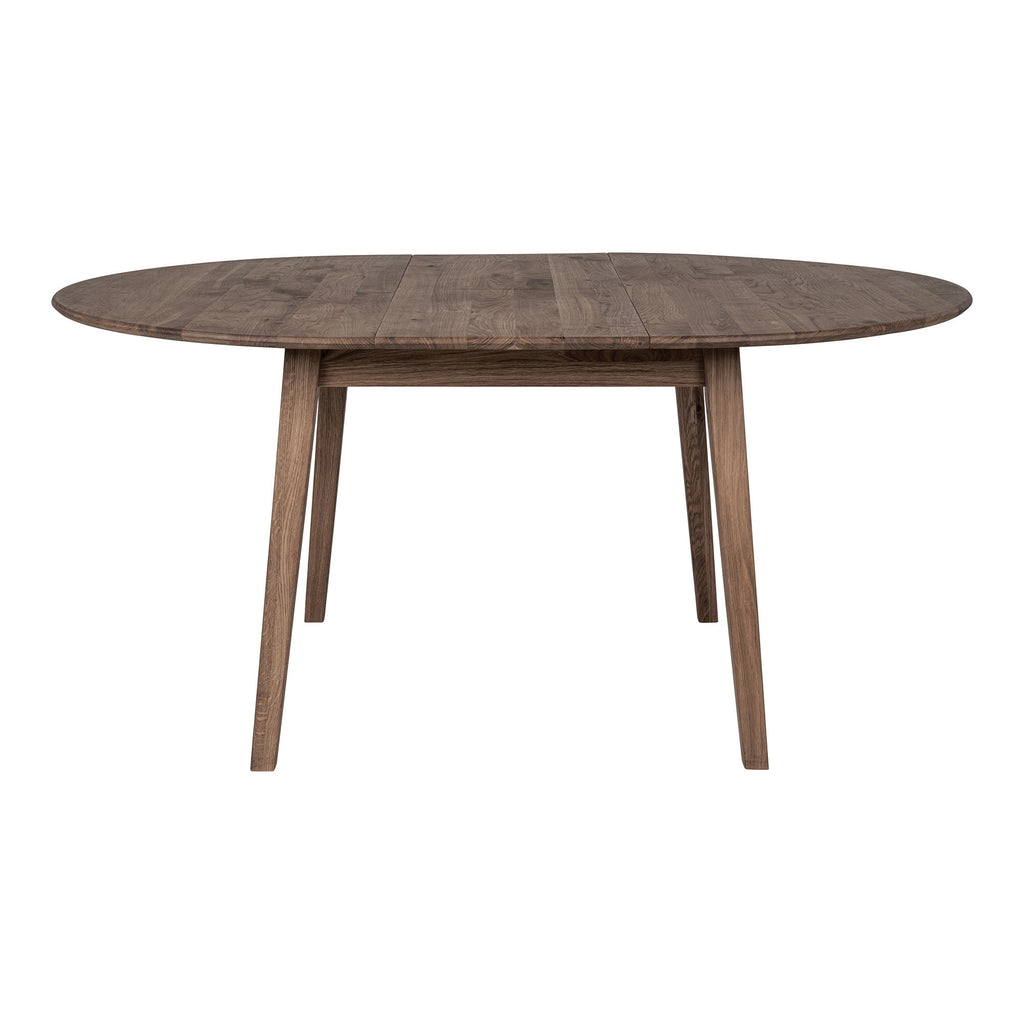 Masă de dining, stejar, fumuriu, extensie integrată cu mecanism tip fluture, ø118x118-158x75 cm
