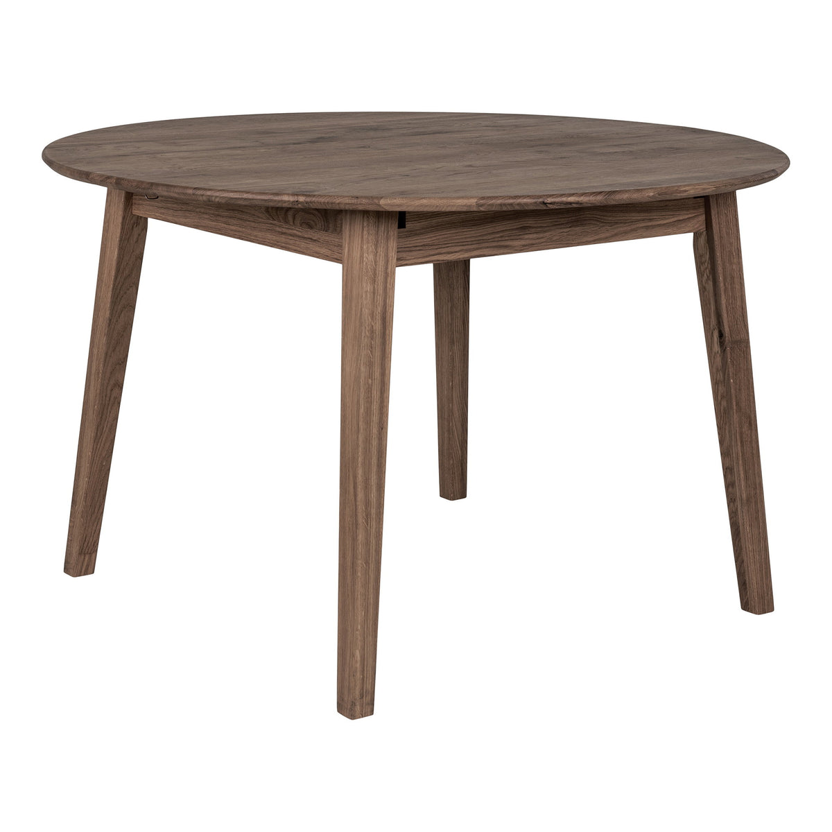 Masă de dining, stejar, fumuriu, extensie integrată cu mecanism tip fluture, ø118x118-158x75 cm