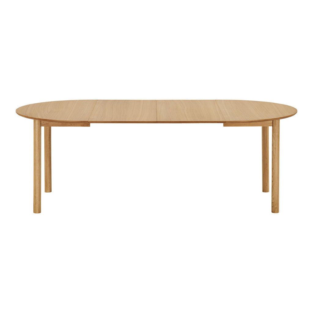 Masă de dining, furnir de stejar, natur, include două extensii, ø120x120-170-220x75 cm